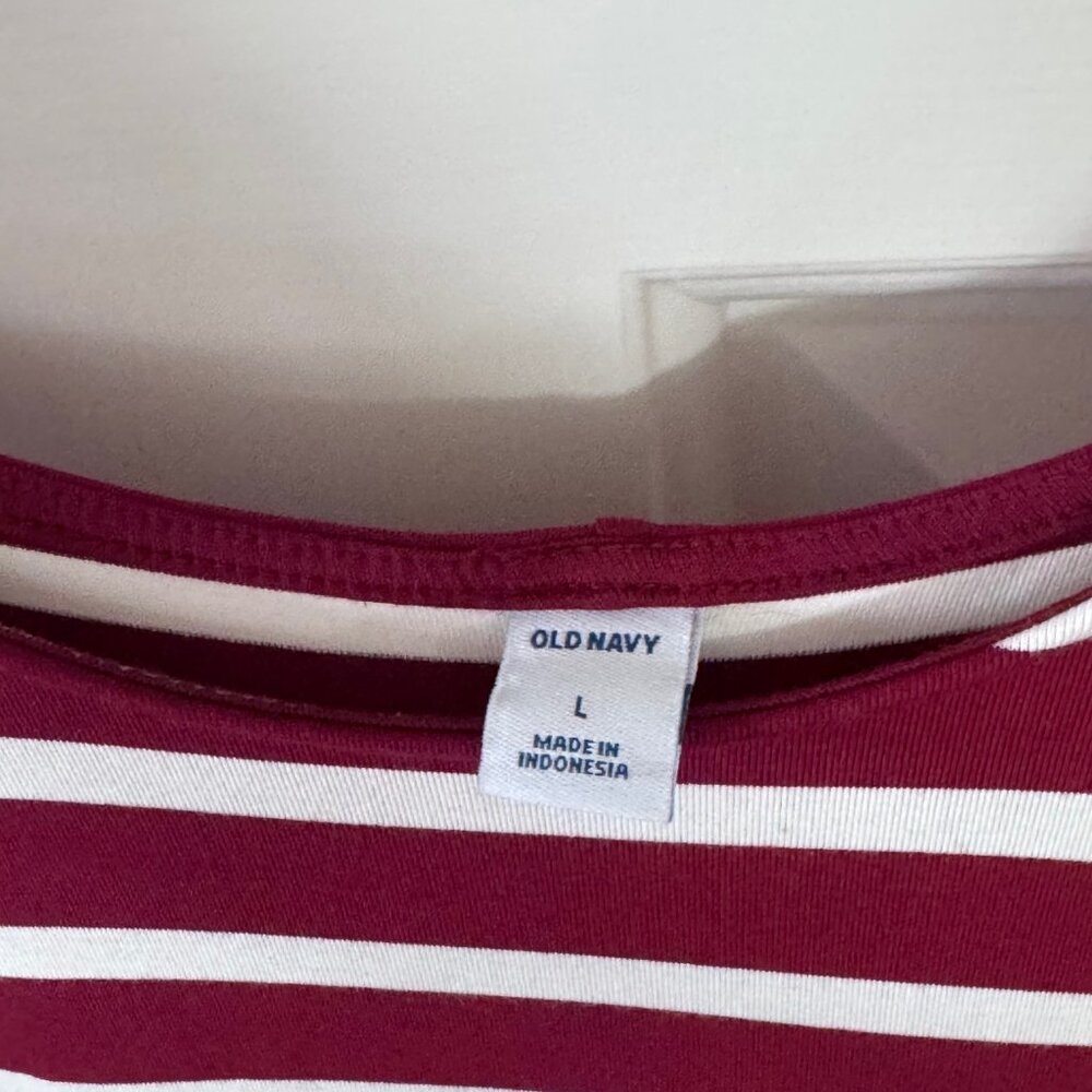 Old Navy Womens Maroon and White Striped Dress Size L Large - Picture 6 of 7